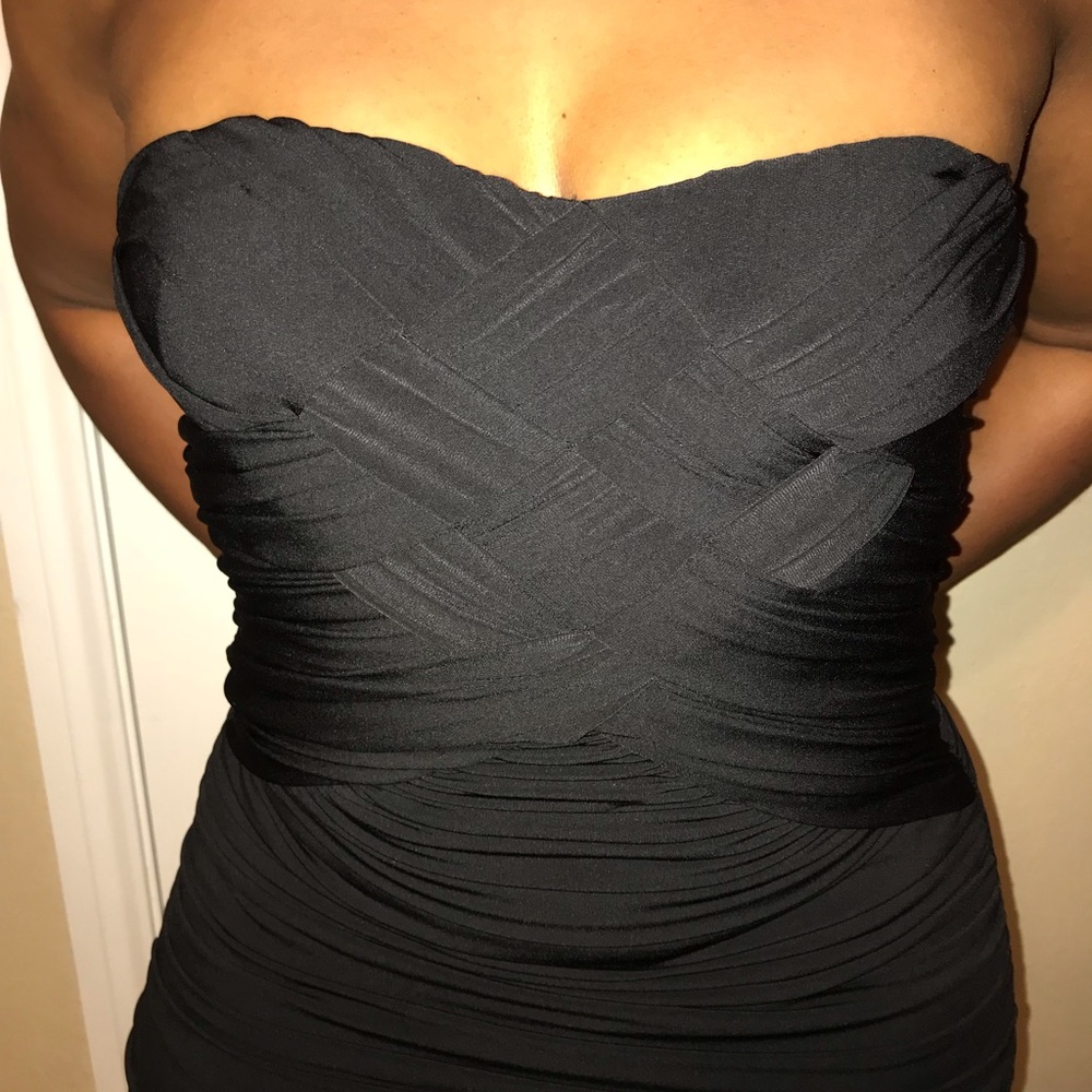 BCX Black Runched Basket-Weaved Dress - Picture 4 of 5